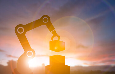 Robotic arm working in industrial automation