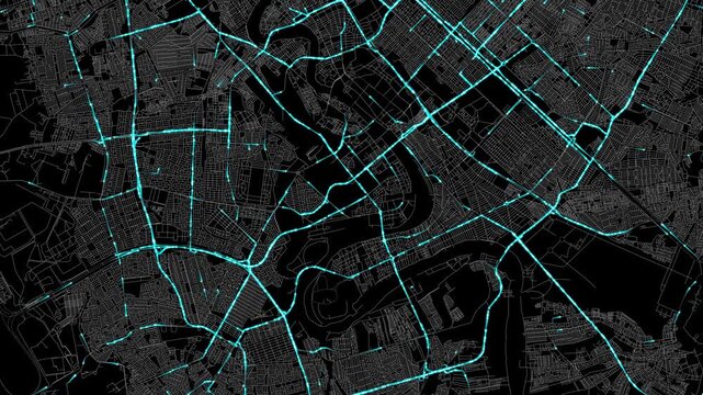 Urban Traffic Flow Map Simulation in Baghdad, Iraq, GPS Smart city route Transportation