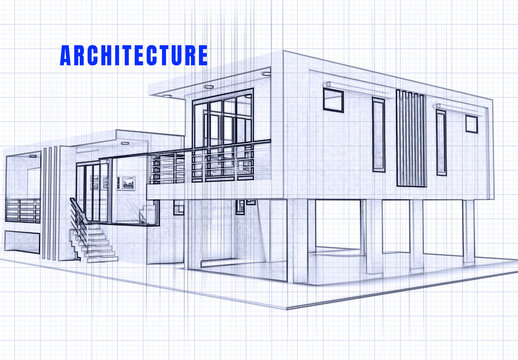 Architectural Blueprint Sketch Photo Effect