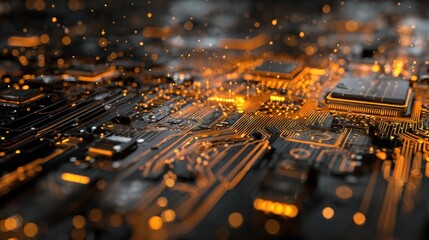 Glowing Circuit Board: A Digital Abstract