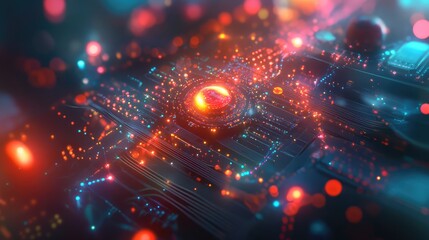 Obraz premium technology surreal style animated quantum processor