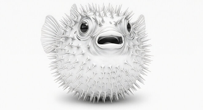 Adorable pufferfish close-up portrait spherical marine animal spiky defense mechanism fascinating ocean dweller