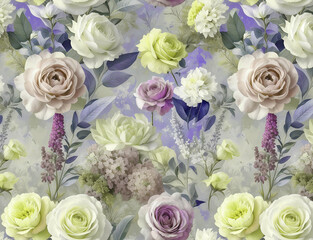 3D Botanical Flower Seamless Allover Pattern Digital Design