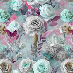 3D Botanical Flower Seamless Allover Pattern Digital Design