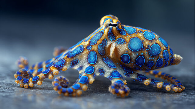 blue-ringed octopus beautiful bright octopus at the bottom of the ocean