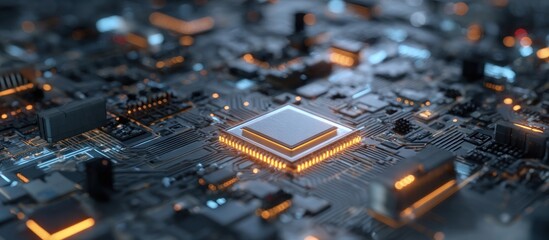 Close-up of a Modern Microprocessor on a Circuit Board
