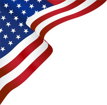 Waving American Flag Corner Design, Patriotic Background
