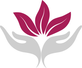 Obraz premium Outline Hand and Leaf Icon