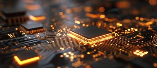 Illuminated Microchip: A Close-Up of Advanced Technology