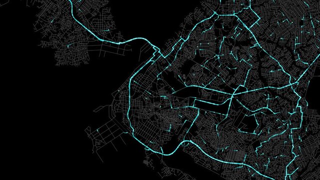 Urban Traffic Flow Map Simulation in Douala, Cameroon, GPS Smart city route Transportation