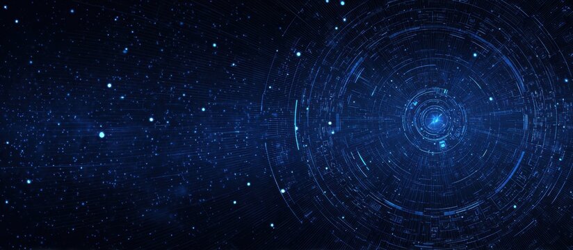 Deep space, intricate circular patterns, and faint light