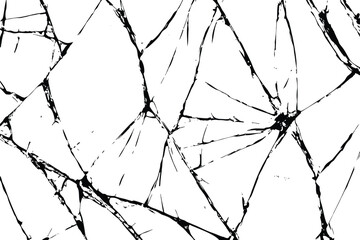 Broken glass crack Vector illustration on white background. cracked glass effects featuring jagged broken lines, impact cracks, fissures, and smashed textures.