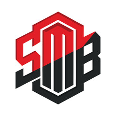 Fototapeta premium SB Logo with Diagonal Red and Black Split and Geometric Typography