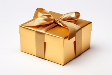 Obraz premium Gift box gold white background.