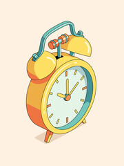 alarm clock yellow 2.5D illustration