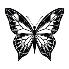 Black and White Butterfly Illustration with Elegant Symmetrical Design