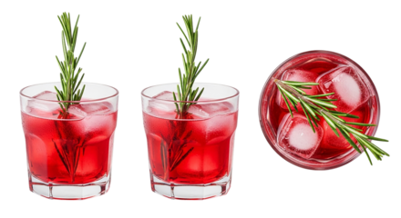 Festive Cranberry Rosemary Cocktail Refreshment Holiday Drinks Christmas Cheer Celebrations on transparent background