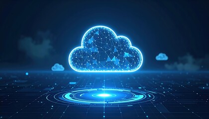 Digital cloud network connects through cyberspace, symbolizing data transfer and innovative information storage technology in a modern era.