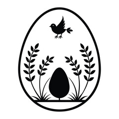 Minimalist Easter Egg Silhouette Design
