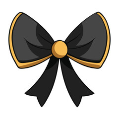 Elegant Black Bow with Gold Outline