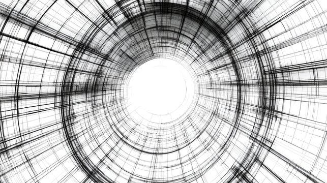 design futuristic wireframe style rotating roof view