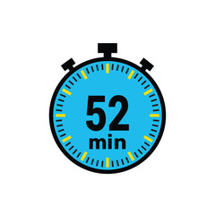 quick timer showing 52 minutes for fast cooking, exercise, or meetings reminder icon on white