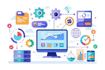 Futuristic AI Technology Holographic Interface with Data Analytics on Laptop Workspace