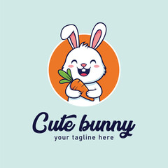 Cheerful and adorable bunny character holding a fresh carrot, ideal for wholesome healthy lifestyle branding