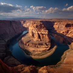 A majestic river bend in a canyon