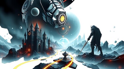 "Abstract phasing effect, object shifting between dimensions, isolated on white background, PNG cutout."