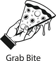 This collection of black and white image depicts illustration of pizza, showing toppings and slice.