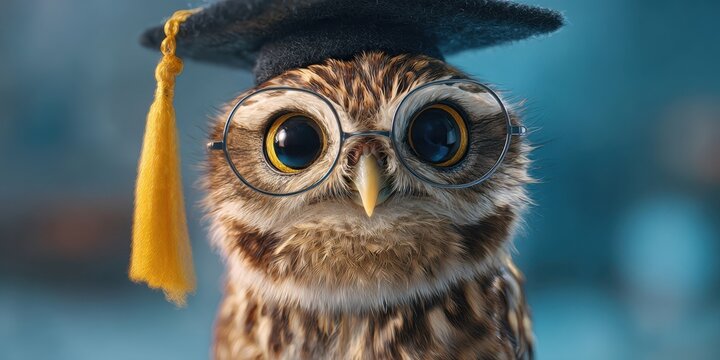 The Wise Owl Graduating with Glasses and a Graduation Cap.