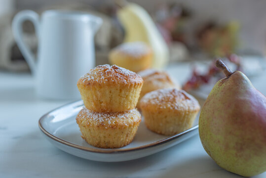 sweet home made vanilla pear muffins
