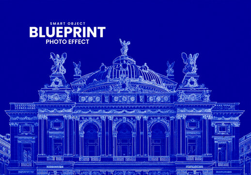 Architecture Blueprint Photo Effect