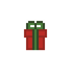 pixel art christmas  gift vector icon pixel element for 8 bit game