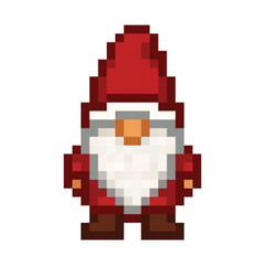 pixel art christmas gnome vector icon pixel element for 8 bit game