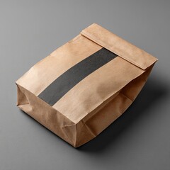 Folded kraft paper bag with black stripe