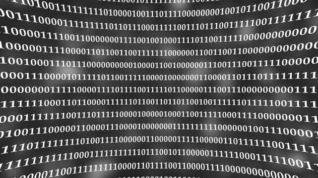 A close-up of a screen displaying binary code in white color. Rows of ones and zeros in a binary pattern create a digital data backdrop. - Powered by Adobe