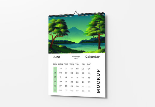 Wall Hanging Calendar Mockup PSD