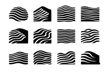 Layered wavy ripple desert vector dry icons icon dune sand formation arcs
