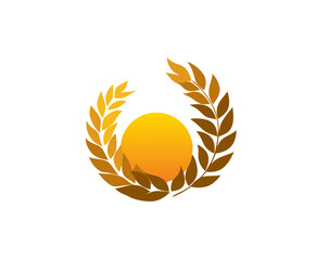 gold laurel wreath with ribbon