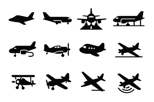 Airplane side aircraft vector set icon radar military scene old hose from