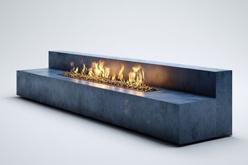 Modern, stone outdoor fire pit