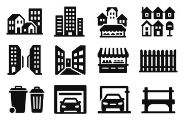 Naklejka premium Symbol cluster city area vector raised marker market icon layout block mail