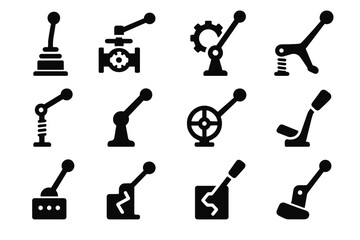 Obraz premium Press tension spring lever steering shift machine icons arm icon mechanical vector