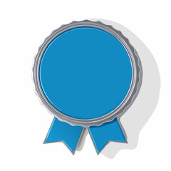 blue and white badge