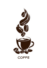 cup of coffee with beans