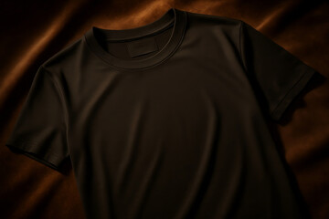 Silk-Blend Black T-Shirt Mockup – Glide Zoom Angle, Velvet Surface Background