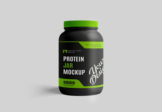 Protein Supplement Plastic Jar Mockup