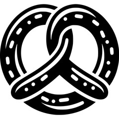 Artisan Pretzel in Silhouette: A monochrome silhouette of a classic artisan pretzel, intricately detailed, symbolizing a beloved treat.